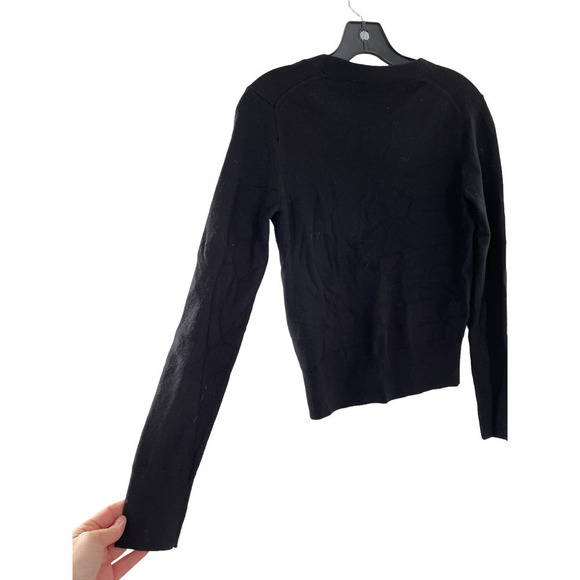 KATE SPADE BLACK WOOL BLEND EMBELLISHED GEMSTONE CARDIGAN - Picture 5 of 7